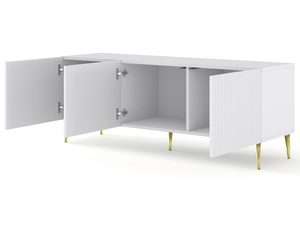 Miniatura 2 - TV skříňka černá, otevřené dvířka - Moderní styl, minimalistický design, tmavé povrchová úprava.