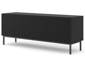 Miniaturka 15 - Szafka RTV czarna z listewkami, czarne nóżki -Luksusowy akcent w postaci czarnych nóżek, minimalistyczny design.