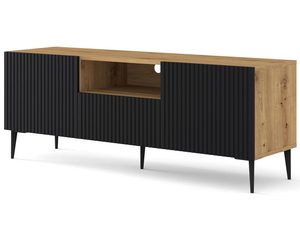 Miniatura 13 - Moderní dřevěná TV skříňka s černými čely, industriální styl