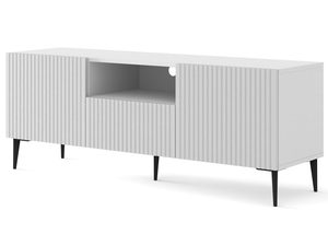 Miniatura 5 - Moderní bílý RTV stolek s frézovanými čely, minimalistický styl