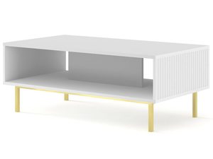 Miniatura 1 - Bílý konferenční stolek se svislými lamelami, zlaté nožky, moderní styl