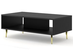 Miniaturka 9 - Czarna ława z pionowymi listwami, złote nóżki, styl glamour