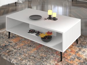 Miniaturka 4 - Przestronna biała ława z frezowanymi frontami, styl skandynawski