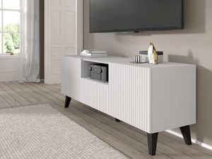 Miniatura 3 - Moderní bílý RTV stolek s frézovanými čely, skandinávský styl