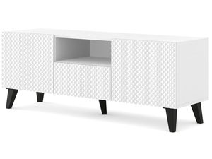 Miniatura 1 - Moderní bílý RTV stolek s frézovanými čely, minimalistický styl