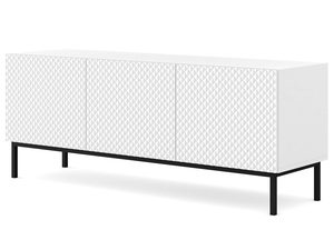 Miniatura 3 - Bílá komoda RTV z svislými lištami, černé nožky, moderní styl
