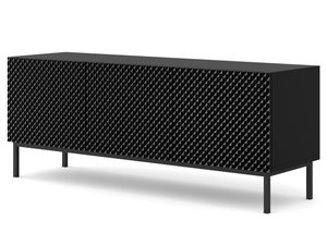 Miniatura 9 - Černá komoda RTV z svislými lištami, černé nožky, styl minimalistický