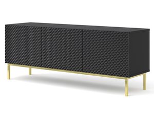 Miniatura 7 - Černá komoda RTV z svislými lištami, zlaté nožky, moderní styl