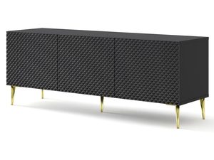 Miniaturka 7 - Czarna komoda RTV z pionowymi listwami, czarne nóżki, styl industrialny