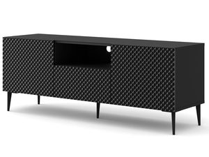 Miniatura 15 - Moderní černý RTV stolek s frézovanými čely, minimalistický styl