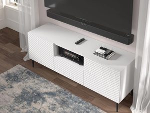 Miniatura 8 - Moderní bílý RTV stolek s frézovanými čely, minimalistický styl