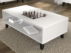 Miniaturka 2 - Nowoczesna biała ława z frezowanymi frontami, czarne nóżki, styl minimalistyczny