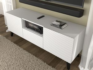 Miniatura 4 - Moderní bílý RTV stolek s frézovanými čely, minimalistický styl