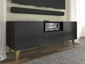 Miniatura 13 - Moderní černý RTV stolek s frézovanými čely, minimalistický styl