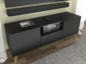 Miniatura 14 - Moderní černý RTV stolek s frézovanými čely, loftový styl