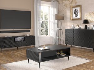 Miniaturka 8 - Nowoczesna czarna ława z frezowanymi frontami, styl loftowy