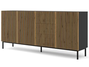 Miniaturka 3 - Przestronna komoda z pionowymi listwami i drewnianymi frontami, styl loftowy