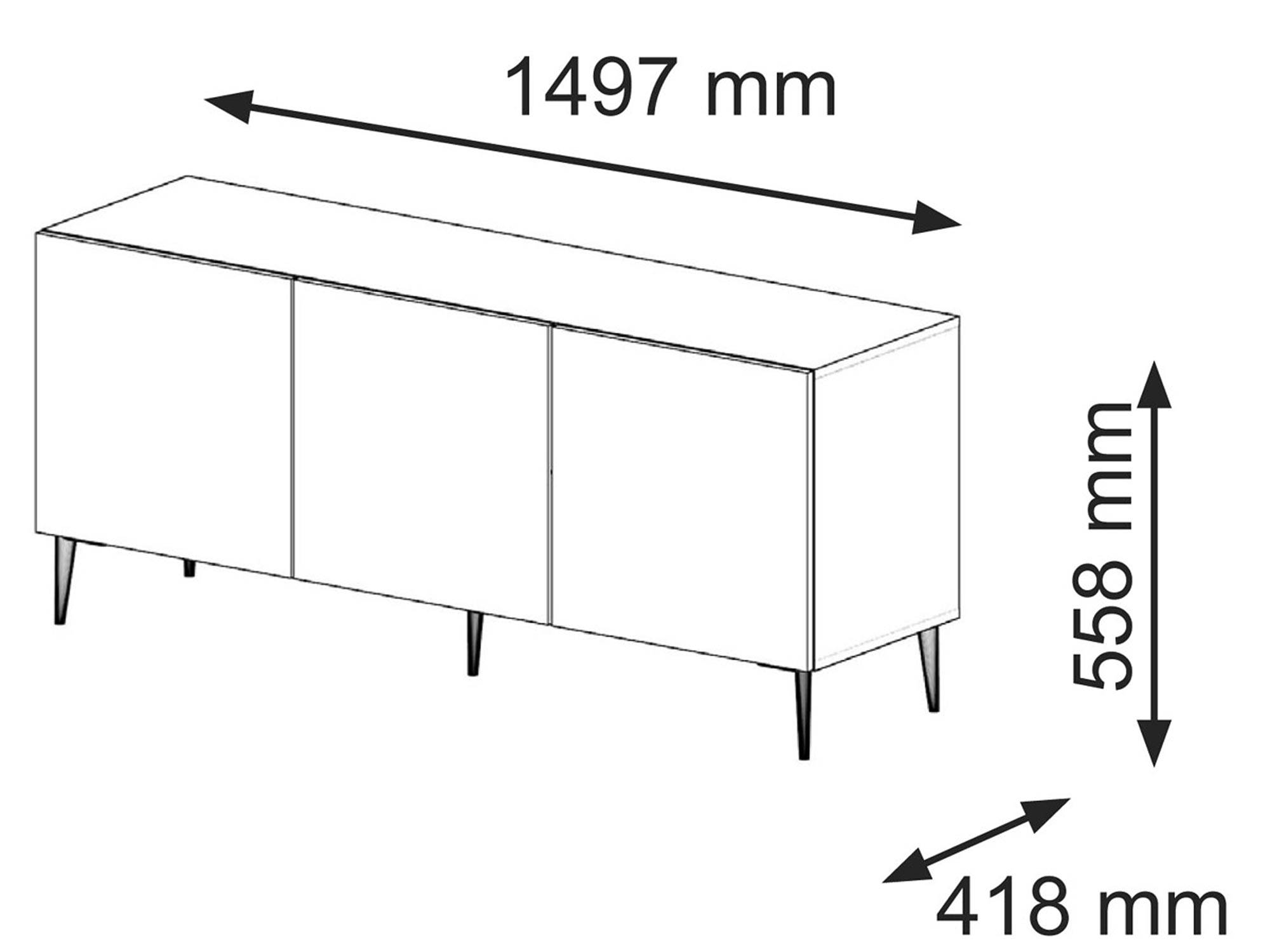 Wymiary techniczne szafki RTV Wymiary techniczne szafki RTV