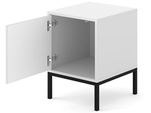 Miniatura 11 - Moderní bílý noční stolek se svislými lamelami, černé nohy, minimalistický styl