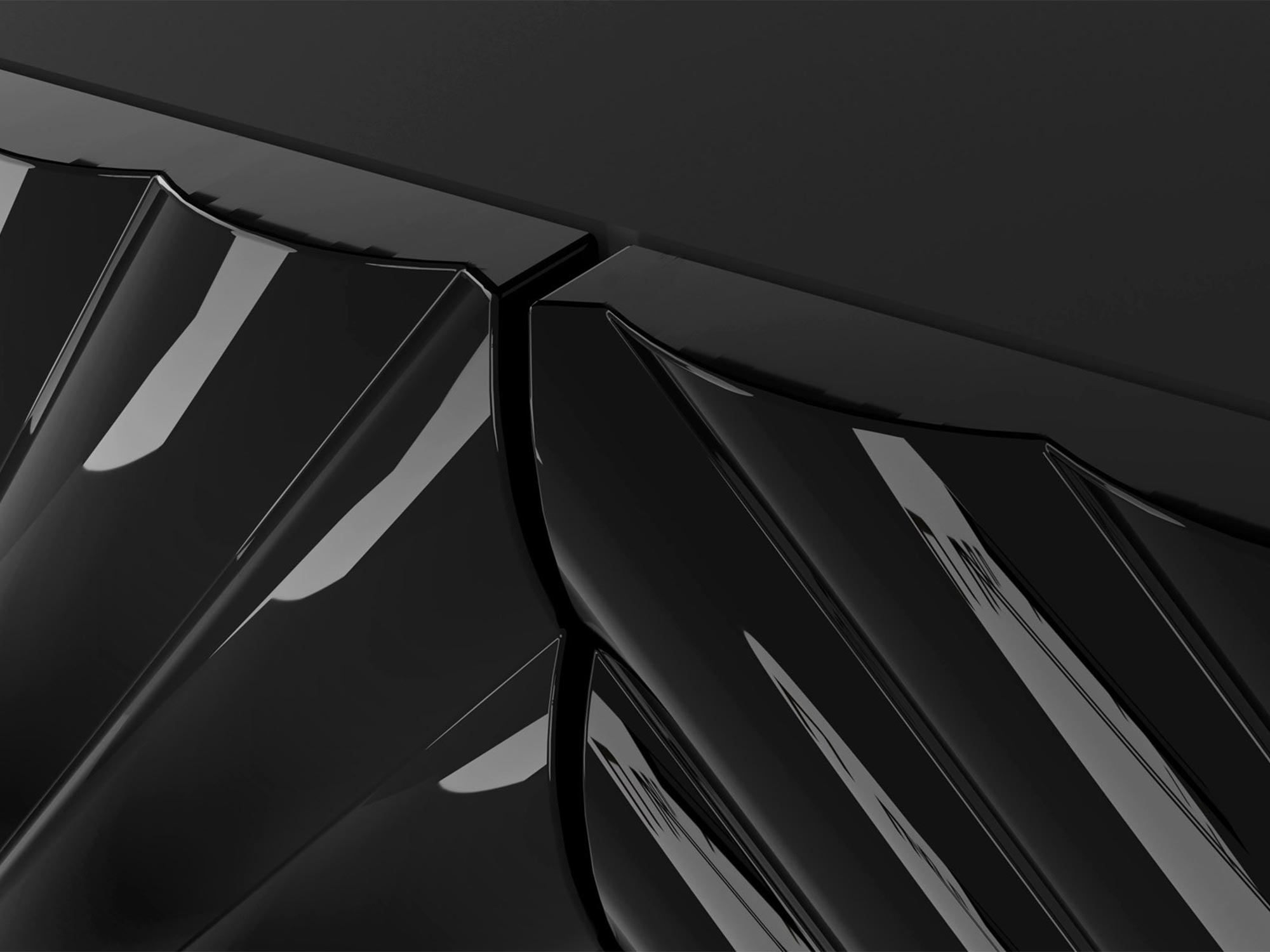 Detal czarnych frezowanych frontów, styl industrialny Detal czarnych frezowanych frontów, styl industrialny