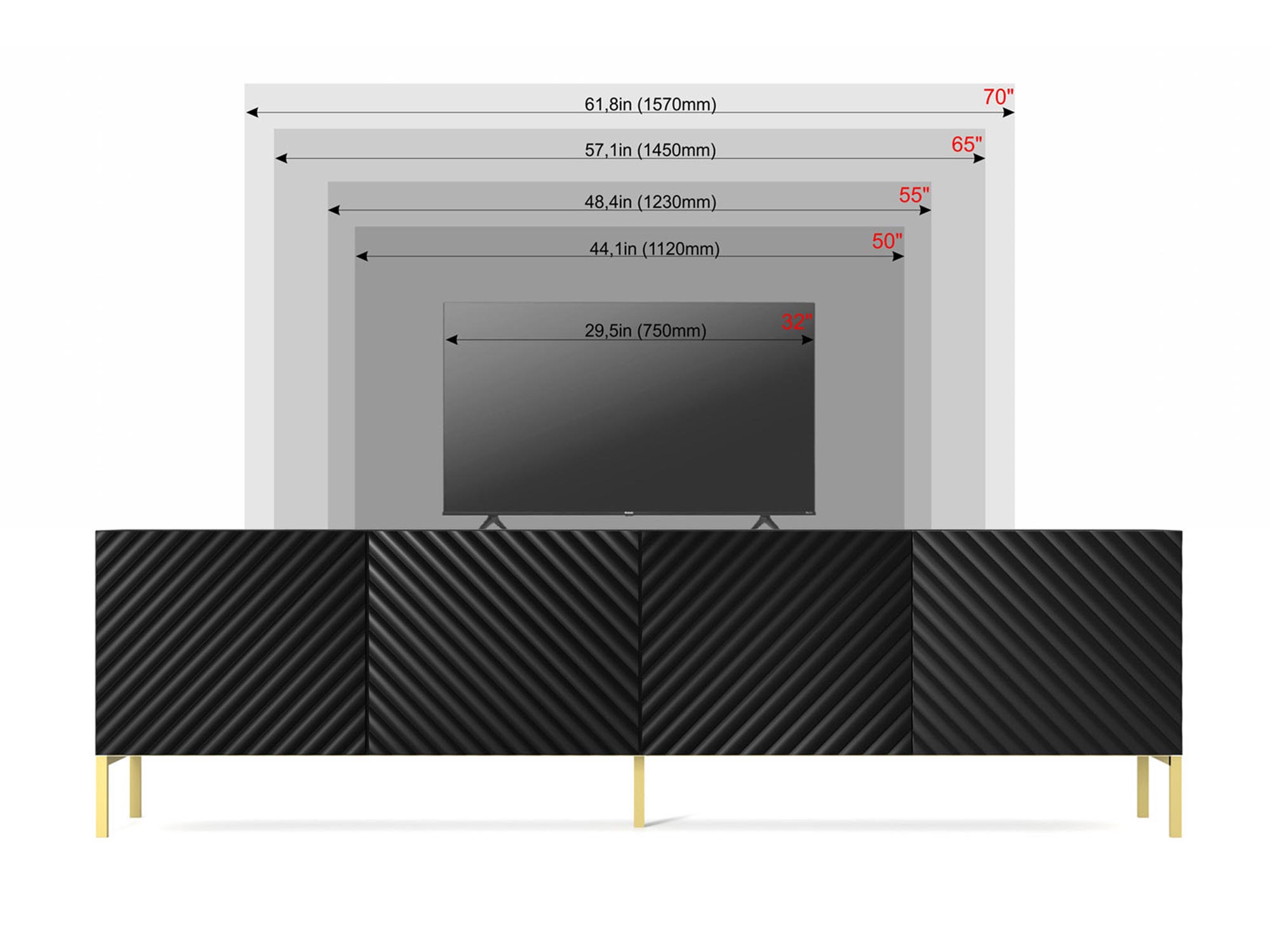 Nowoczesna czarna szafka RTV z frezowanymi frontami, styl loftowy Nowoczesna czarna szafka RTV z frezowanymi frontami, styl loftowy