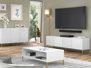 Miniaturka 7 - Nowoczesna biała komoda z frezowanymi frontami, styl minimalistyczny