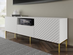 Miniatura 5 - Moderní bílý RTV stolek s frézovanými čely, skandinávský styl
