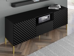Miniatura 14 - Moderní černý RTV stolek s frézovanými čely, industriální styl