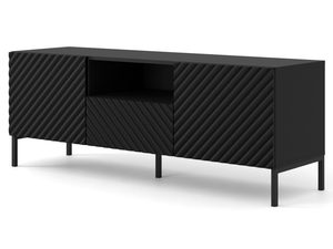 Miniatura 12 - Černá TV skříňka z frézovanými čely, otwierane dveře, loftový styl