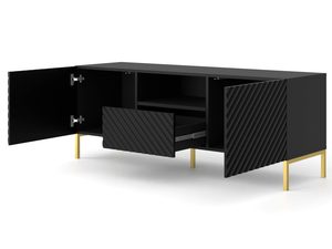 Miniatura 11 - Černá TV skříňka z frézovanými čely, otwierane dveře, loftový styl