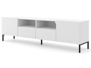 Miniatura 3 - Moderní bílý RTV stolek s frézovanými čely, minimalistický styl