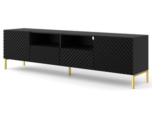 Miniatura 10 - Prostorná černá TV skříňka z frézovanými čely, industriální styl