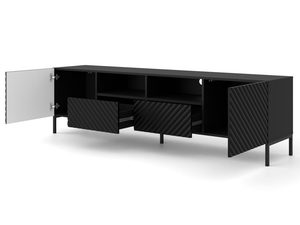 Miniatura 13 - Moderní černý RTV stolek s frézovanými čely, loftový styl