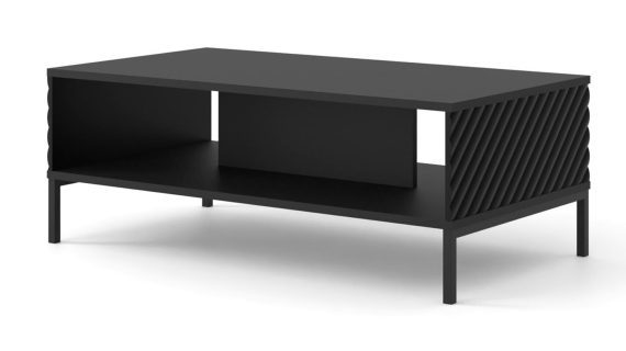 Miniaturka 9 - Nowoczesna czarna ława z pionowymi listwami, styl minimalistyczny