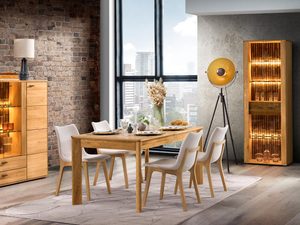 Miniaturka 8 - Salon w stylu industrialnym z drewnianymi meblami i podświetleniem LED, aranżacja wnętrza