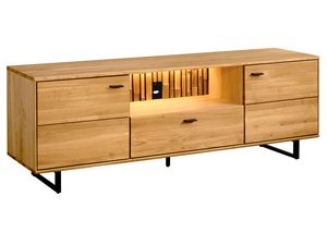 Miniatúra 11 - Drevená TV skriňa s LED osvetlením a zásuvkami, priemyselný štýl, masívny dub