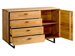Miniaturka 1 - Drewniana komoda z podświetleniem LED, styl loftowy, dąb litego drewna