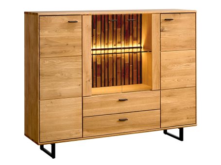 Drewniana komoda z podświetleniem LED, styl industrialny, dąb litego drewna