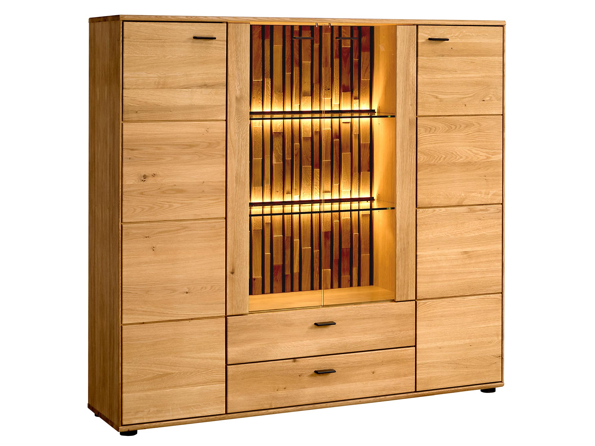 Drewniana witryna z podświetleniem LED