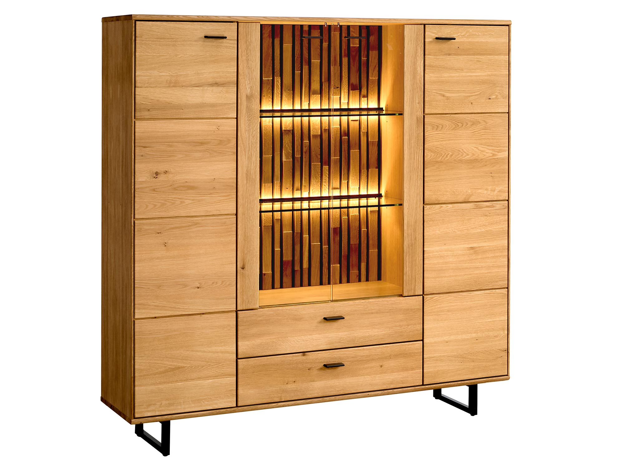 Drewniana witryna z podświetleniem LED