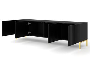 Miniaturka 2 - Nowoczesna czarna szafka RTV z pionowymi listwami, styl minimalistyczny