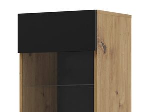 Miniatura 5 - Moderní vitrína s dřevěným interiérem a černým čelem v loftovém stylu