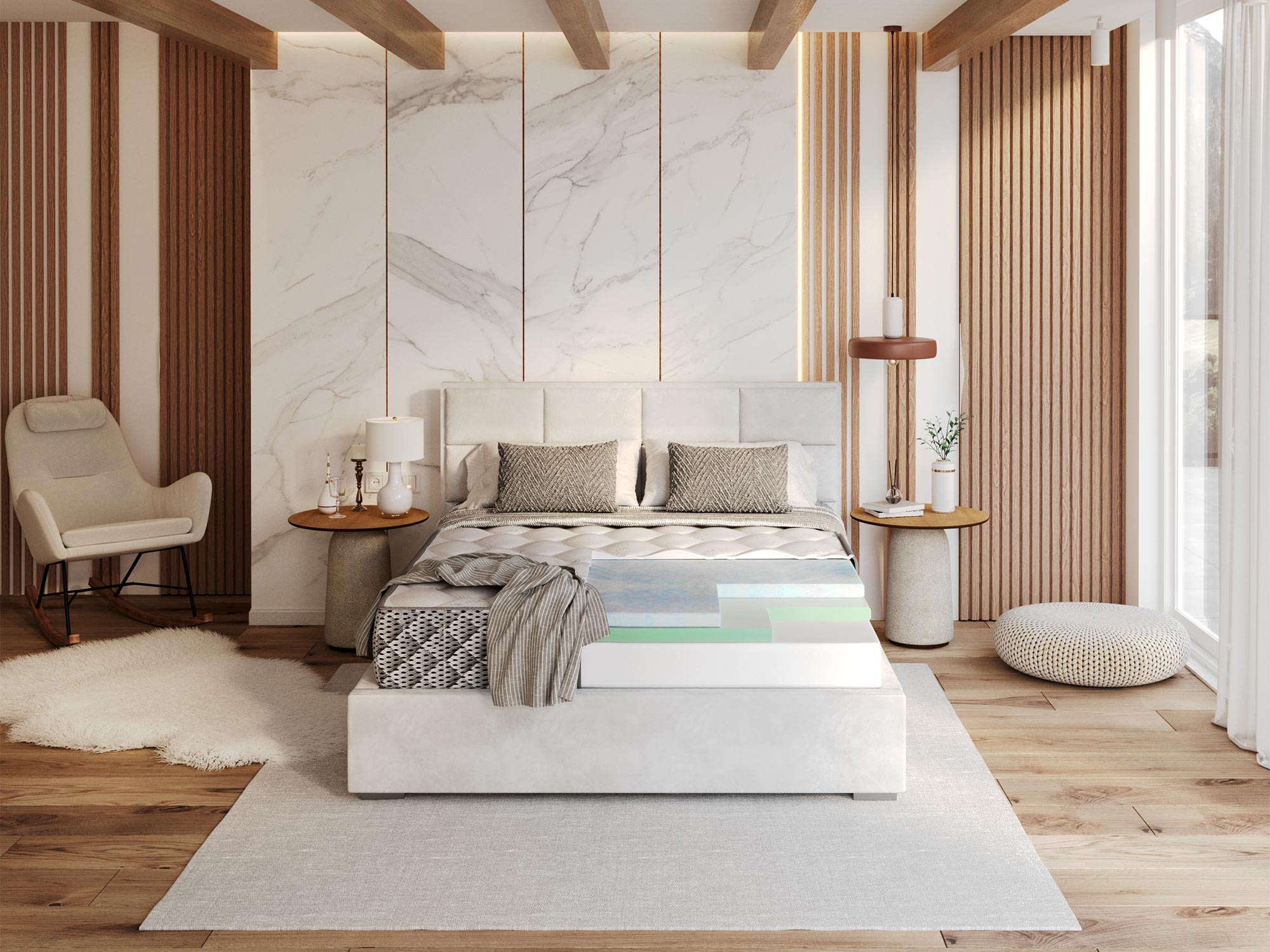 Elastyczny biało zielony materac piankowy