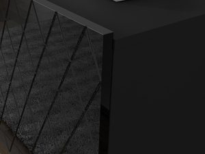 Miniatura 6 - Moderní TV skříňka z prošívaným čelem a zlatými nohami v minimalistickém stylu