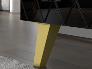 Miniatura 7 - TV skříňka z prošívaným černým čelem a zlatými nohami v elegantním stylu