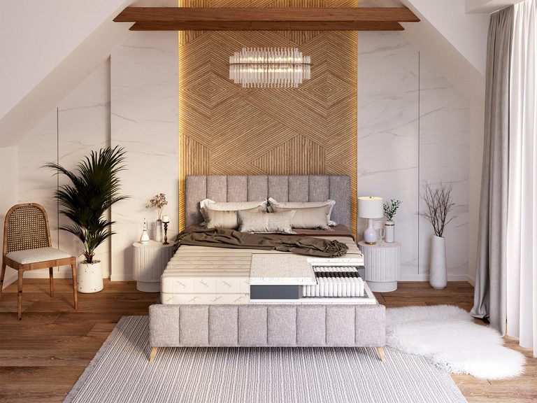 Módní ložnice v boho stylu