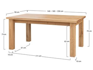 Miniaturka 14 - Rysunek techniczny drewnianego stołu z litego dębu