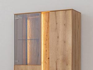 Miniaturka 4 - Przeszklona witryna dębowa z półkami, solidne drewno