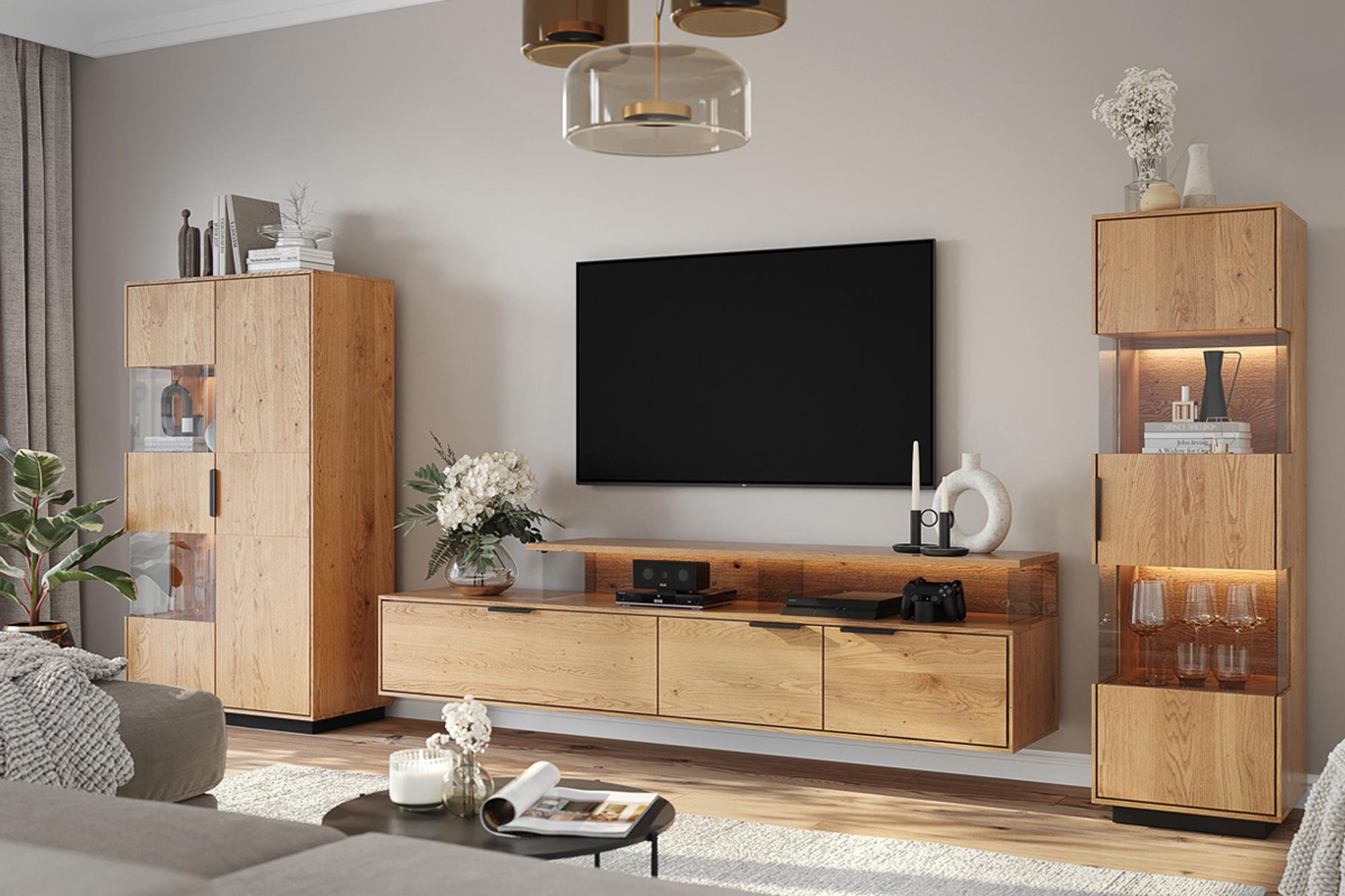 Nowoczesna witryna z czarnymi wstawkami i industrialnym designem