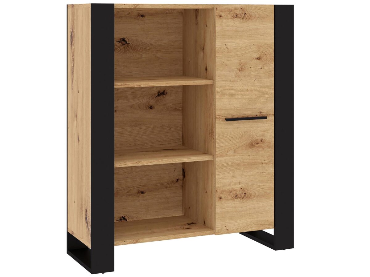 Minimalistický regál v loftovém stylu dub artisan/černý IRFAN